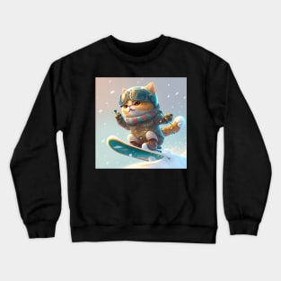 Cat on a Snowboard Crewneck Sweatshirt